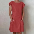 thumbnail image 4 of Tshirt Dress Women Summer Loose Fit Short Sleeve Crewneck Casual Mini Dresses with Pockets T Shirt Dresses for Women, 4 of 7