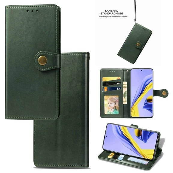 Wallet Case for Samsung S9 Plus Magnetic Clasp Folio Kickstand Premium Leather Case with Hand Strap, [RFID Blocking] Credit Card Slots Shockproof TPU Inner Cover for Samsung Galaxy S9 Plus, Green