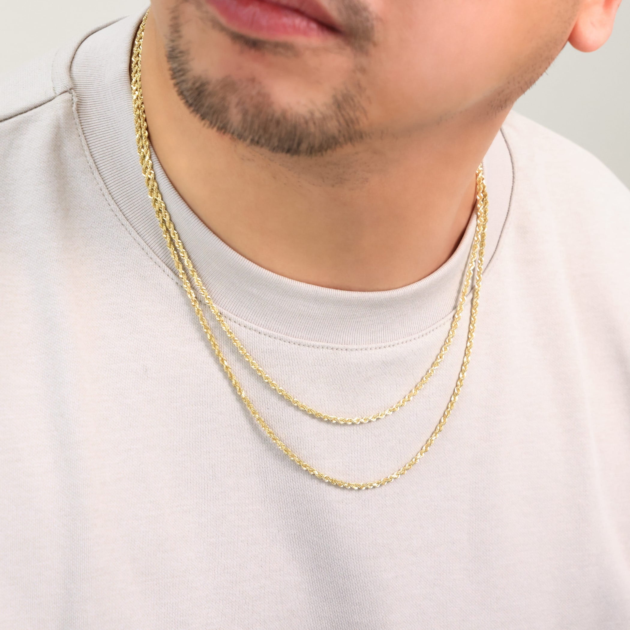 Nuragold 10k Real Yellow Gold 2.5mm Rope Chain Diamond Cut Necklace (16"-30") Italian Jewelry for Men & Women