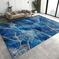thumbnail image 2 of Blue Golden Marble Area Rugs, Minimalist Abstract Style Indoor Non-Slip Floor Carpet, Soft Machine Washable Rug For Decor Living Room Bedroom Home 5 x 8ft, 2 of 6
