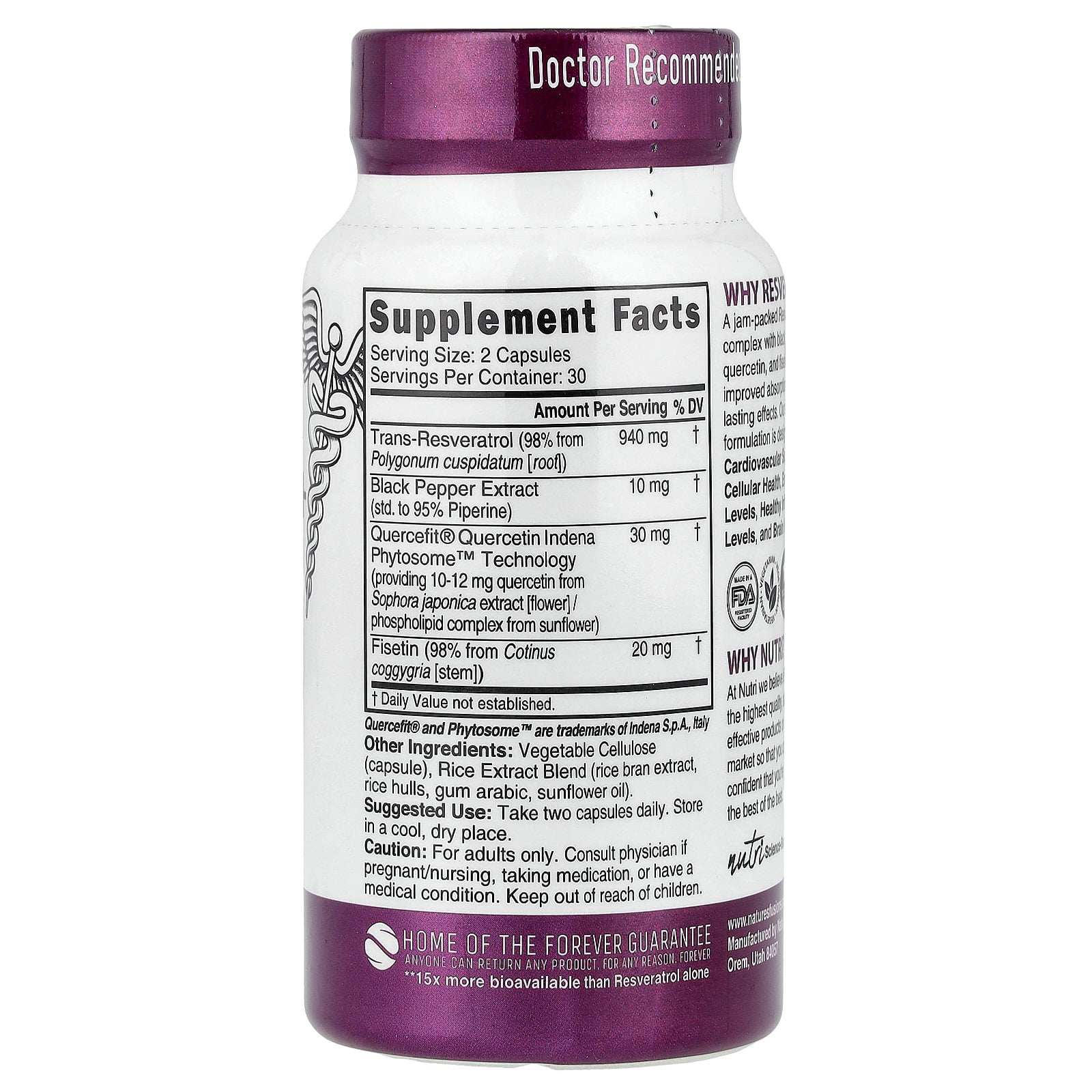 Nutri Resveratrol+, 60 Vegan Capsules