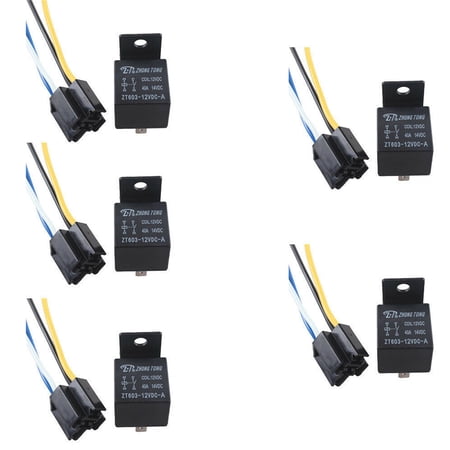 5 X Car Truck Auto 12V 40A SPST Premium Relay & Socket 4Pin 4P 4 Wire Universal price history on PriceWatchPro