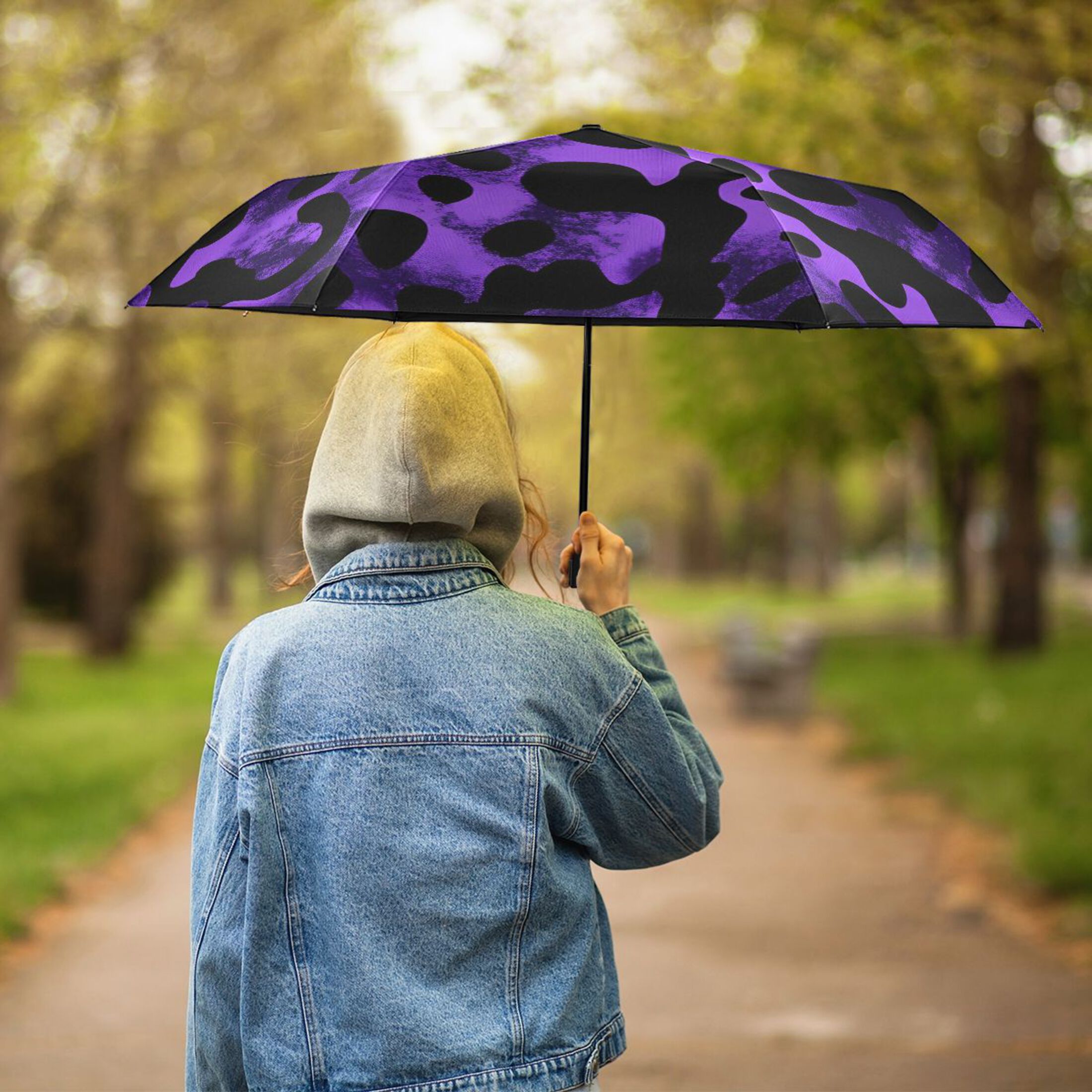 ALAZA Leopard-a2 Pattern UPF 50+ Compact Folding Umbrella for Rain Travel Umbrella Packable
