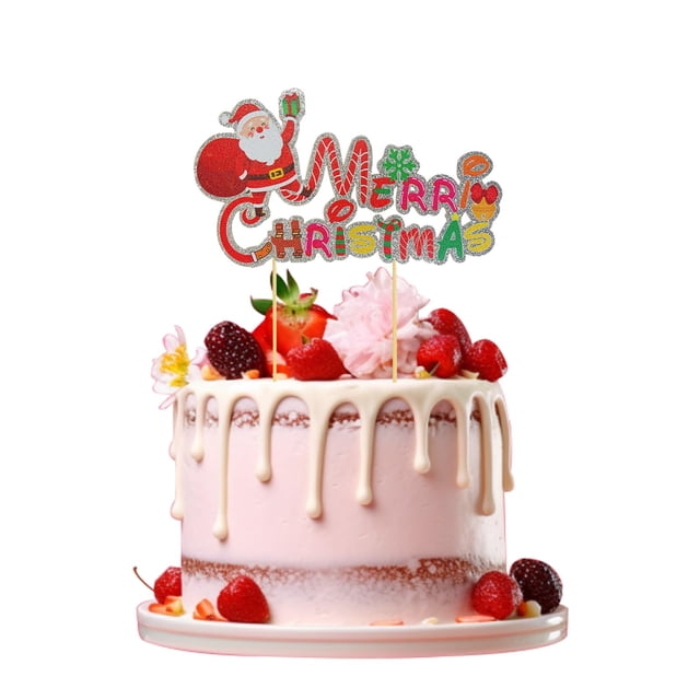 Adorno para tartas AMABAZR con tema de Feliz Navidad de Papá Noel