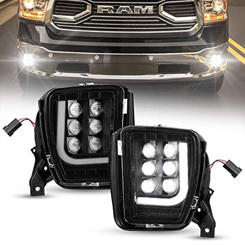 BUNKER INDUST Dodge Ram LED Fog Lights with Daytime Running Lights Set,1 Pair Clear Lens Spot Flood Driving Fog Lamps L-type DRL Replacement for 2013 2014 2015 2016 2017 2018 Dodge