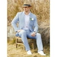 thumbnail image 3 of Men's 2 Piece Slim Fit Pinstripe Seersucker Suit Lightweight Breathable for Beach Wedding Summer Formal, 3 of 6