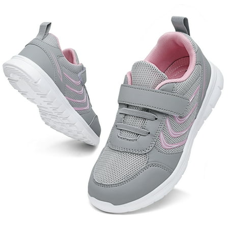 

Kids Sneakers for Boys Girls Running Shoes Lightweight Sport Grey/Pink 4.5