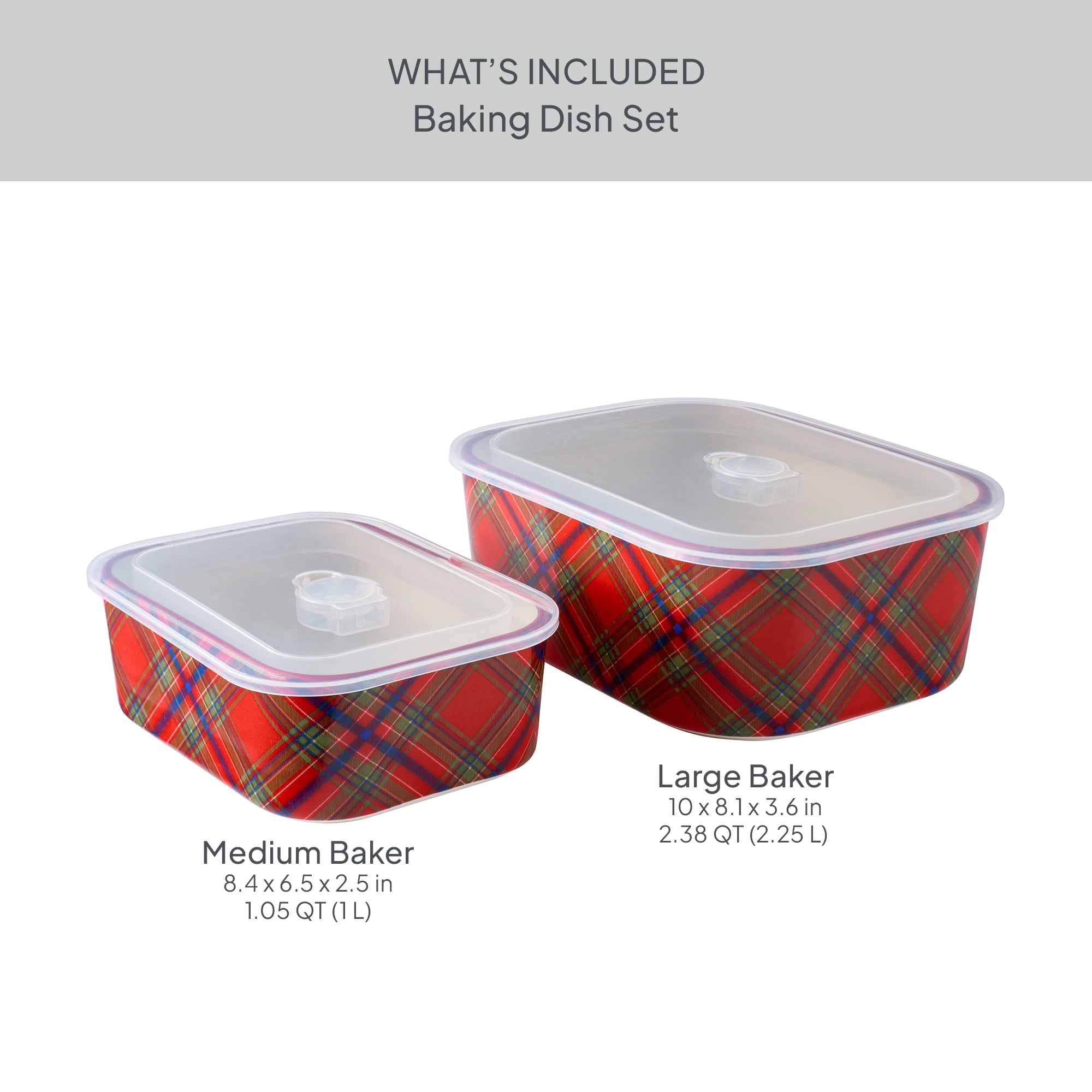 Better Homes & Gardens Holiday Stoneware Baking Dish Set with Lids, 4-Piece