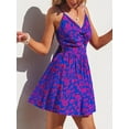 thumbnail image 3 of CUPSHE Women's Mini Dress Floral Twisted V Neck Sleeveless Short Dress Pleated Self Tie Back Mini Dress, 3 of 6