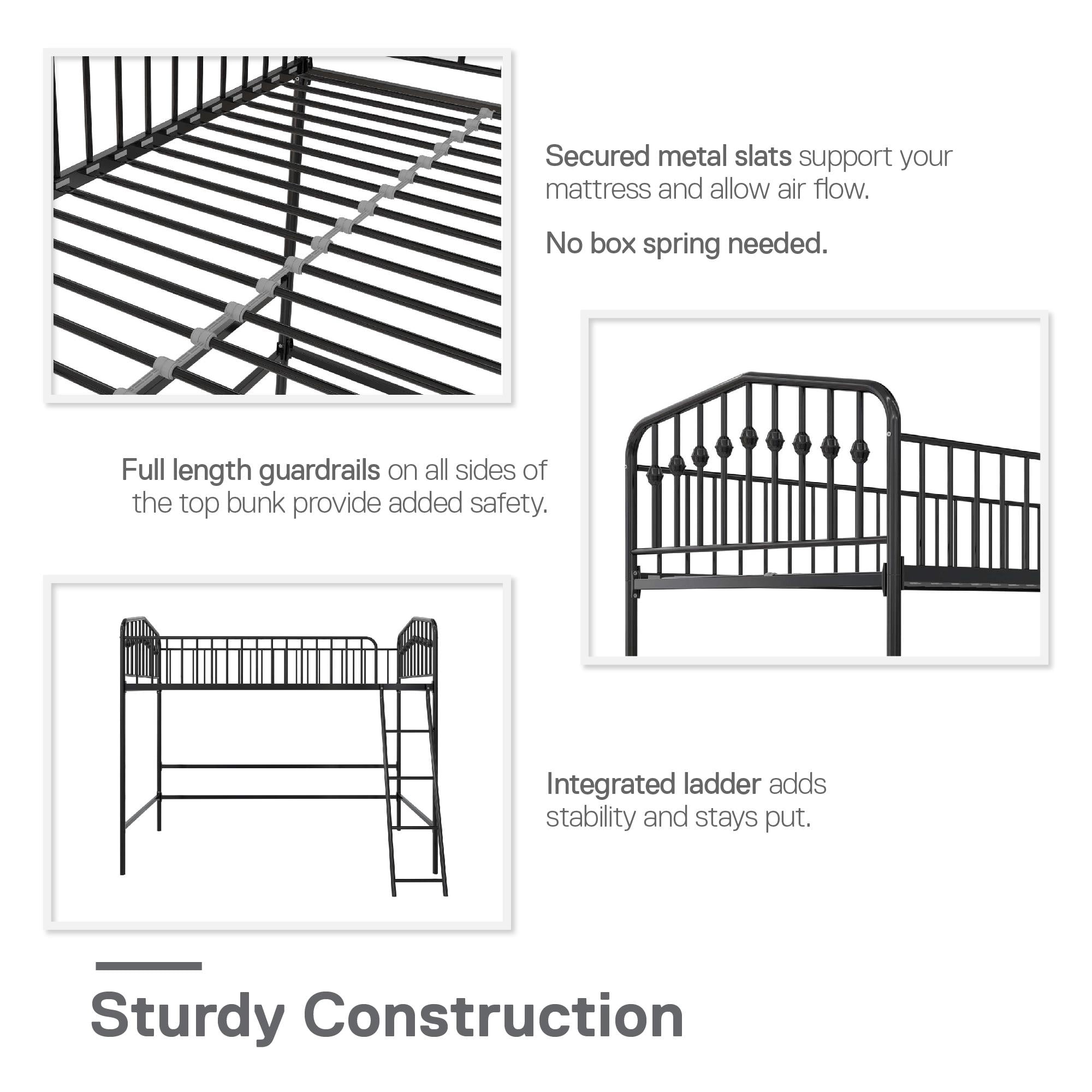 Novogratz Bushwick Metal Twin Loft Bed, Black