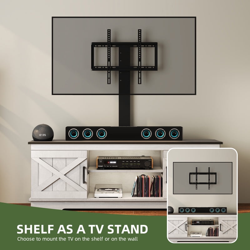 Uforic Farmhouse TV Stand with Mount for 60/65/70 inch TVs, Entertainment Center, Height Adjustable, Rustic Oak
