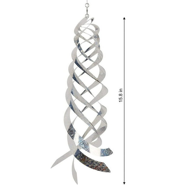 Reflectores en espiral repelentes de pájaros Silver Mylar Spinner, dispositivo reflectante para disuadir pájaros, decoración de jardín para asustar pájaros, como pájaros carpinteros, palomas y gansos