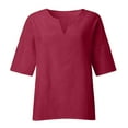 thumbnail image 4 of Linen Shirts Women Juebong Summer Linen Tunic Tops Plus Size Blouse Shirts Casual Loose Cotton Linen Cotton Linen Tshirt Tops 3/4 Roll Sleeve V Neck Tunic Tees Trendy Blouses, 4 of 4