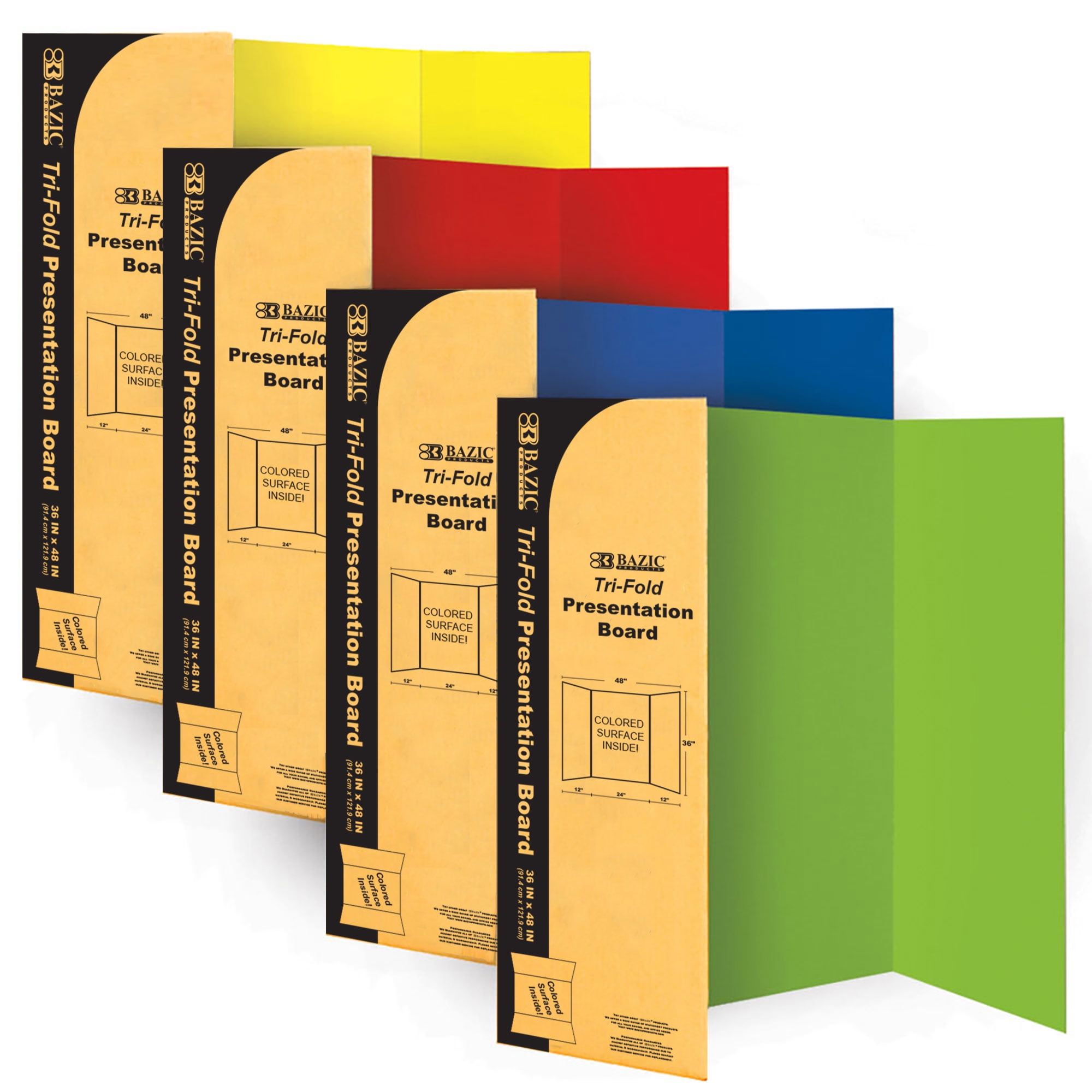 BAZIC Trifold Presentation Board 36" X 48" Assorted Color, TriFold