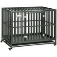 thumbnail image 1 of PawHut 44" Heavy Duty Steel Dog Crate Kennel Pet Cage, Black, 1 of 10