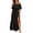 *Black, variant on Women's Off Shoulder Ruffle Short Sleeve Smocked High Slit Maxi Dress,Beach Wedding Guest Vacation Dress Pink,Women's Plus XXL