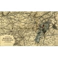 thumbnail image 2 of Vintage Maps 18x12 Gold Ornate Wood Framed with Double Matting Museum Art Print Titled - Marietta and Pittsburgh Railroad 1871, 2 of 4