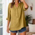 thumbnail image 2 of Paguaki Womens Tops V Neck Mid Length Sleeve Top Summer Top for Women Dressy Casual Solid Color Casual Blouse Shirt Top, 2 of 7