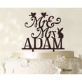 thumbnail image 1 of Mr And Mrs Wedding Custom Cake Topper With Birds And Rabbit Elegant Color Option Available 6-7 Inches Wide, 1 of 1