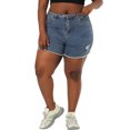 thumbnail image 6 of MODA NOVA Juniors' Plus Size Denim Shorts Raw Hem Casual Shorts 3X Vintage Blue, 6 of 7