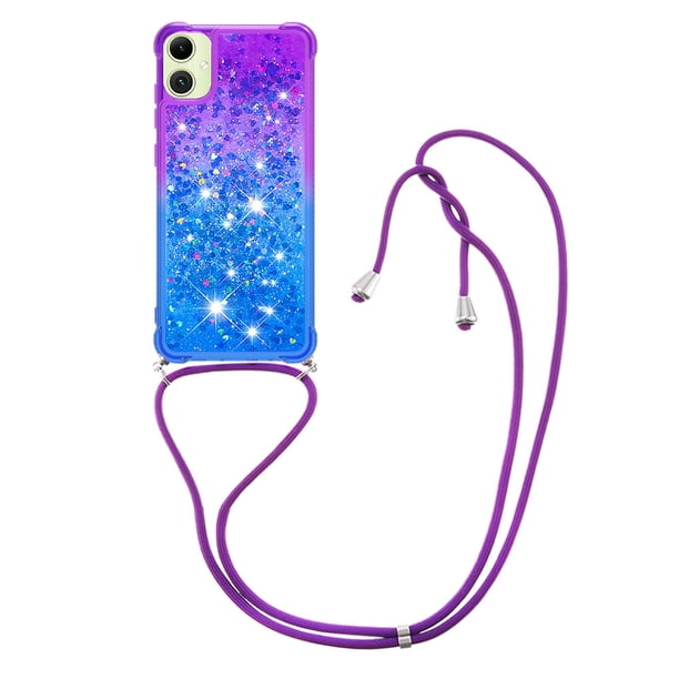 Funda para Samsung Galaxy A05 Brillantina Líquida Divertida Reluciente y con Cristales en Movimiento Cuerpo Cruzado con Cordón Ajustable
