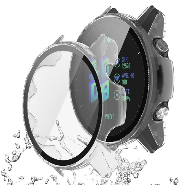 Case Fit for Garmin Forerunner 955, Screen Protector Ultra-Thin HD Tempered Glass, Full Protective PC Case Cover Bumper All-Around Protection Compatible with Garmin Forerunner 955 Smartwatch