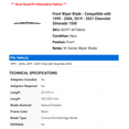 thumbnail image 2 of Front Wiper Blade - Compatible with 1999 - 2006, 2019 - 2021 Chevy Silverado 1500 2000 2001 2002 2003 2004 2005 2020, 2 of 2
