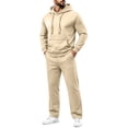 thumbnail image 2 of Gamivast Mens 2 Piece Tracksuits Long Sleeve Pullover Hoodie and Sweatpants Sweatsuit Set Casual Activewear Jogger Outfit for Fall Beige S, 2 of 7