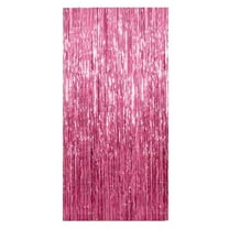 Foil Fringe Backdrop Curtains Party Foil Metallic Tinsel Streamers Decorations for Birthday Weddings Photo Booth Streamers Curtain for Anniversary Decor 39*79In-Pink