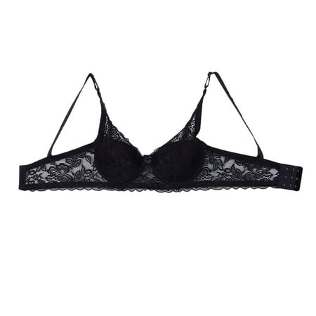 

New Lace Women Plus Size Bra New Lace Bra Female Deep V Big Size Bra Plus Size Brassiere- Black 90B
