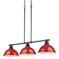 thumbnail image 1 of Golden Lighting 3602-3LP BLK-RD Duncan Suspension Linéaire 3 Lumières avec Nuances Rouges, Noir, 1 of 1