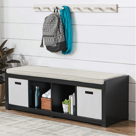 Better Homes & Gardens 4-Cube Storage Bench, Black