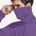 thumbnail image 7 of FAVIPT Men's Sun Protection Shirts with Mask Printing Long Sleeve Hooded Shirts Lightweight Rash Guard Soft Shirts Outdoor Hiking UPF 50+ Outwear Purple,M, 7 of 7