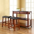 thumbnail image 2 of SOLID BLACK GRANITE TOP KITCHEN CART/ISLAND IN CLASSIC CHERRY FINISH WITH 24" CHERRY UPHOLSTERED SADDLE STOOLS, 2 of 5