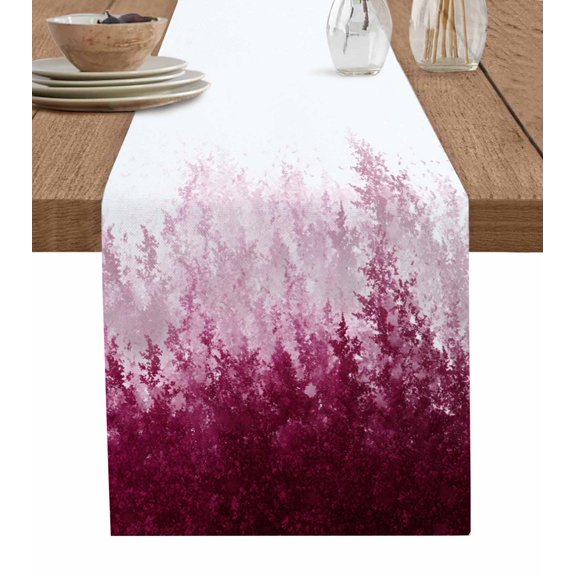 Pink Botanical Table Runner 90 Inches, Spring Summer Farmhouse Retro Watercolor Bed Runner Dresser Scarves Tabletop for Indoor Outdoor Parties/Ceremony/Banquet, 13" x 90"