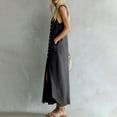 thumbnail image 4 of fheaev Women's Maxi Dress Linen Relaxed Fit Sleeveless Button Front Slit for Everyday Gray XL, 4 of 7