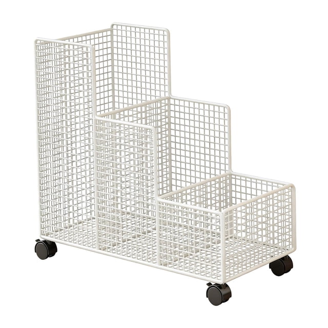 Lipstore Support de Rangement pour Tapis de Yoga avec Roues Organisateur pour Rouleaux en Mousse Haltères Sports Blanc