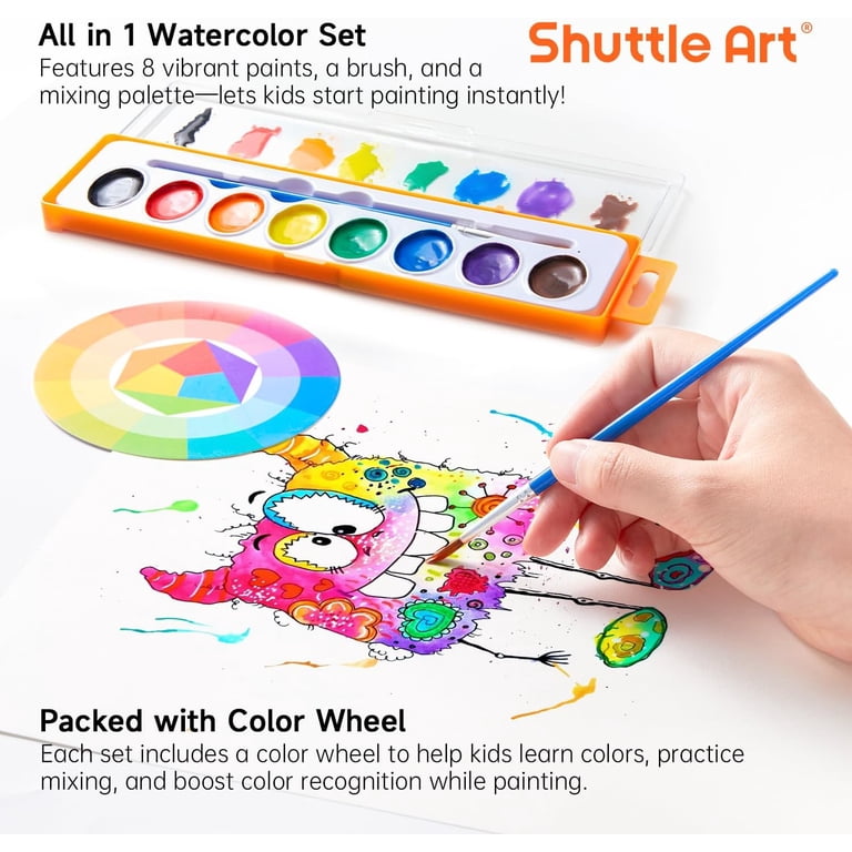 Shuttle Art 24-Pack Watercolor Set with Brushes & Color Wheels photo 7