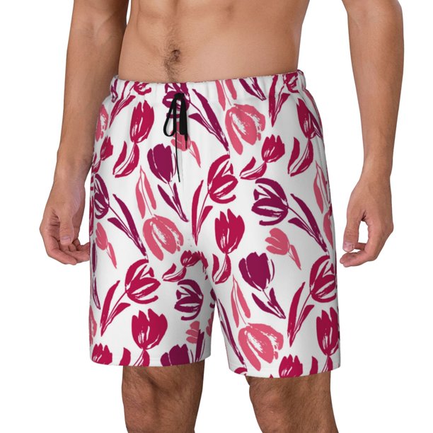 Balery Tulips Flowers Bañador para hombre, shorts de playa de secado rápido con entrepierna y forro de compresión-Medium