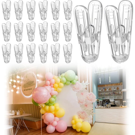 Balloon Arch Clips Plastic Spring Clamps 2.4 Inch Heavy Duty Clip for Balloon Arch Kit Birthday Decoration Crafts Backdrop Woodworking Photography Studios (Transparent)