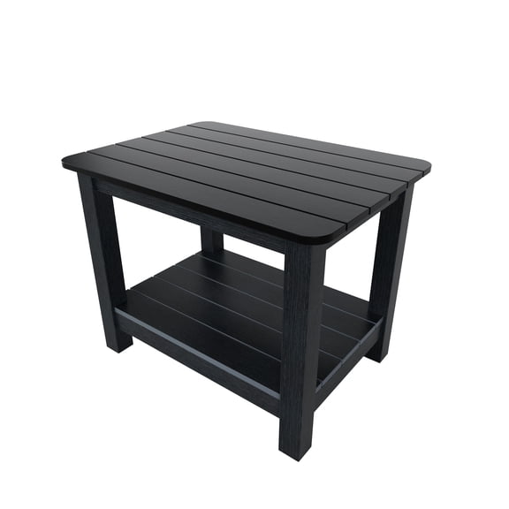 WestinTrends Tuscany Outdoor Side Table, All Weather HIPS 2 Tier Adirondack Small Patio Table with Storage, Black