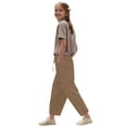 thumbnail image 2 of ZACPNCV Pants for Girls Summer Casual Loose Cotton Linen Straight Wide Leg Drawstring Elastic Waist Solid Cropped Pant Beige 12-13 Years, 2 of 3