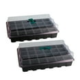24-Cell Seedling Starter Tray with Humidity Dome, Black Plastic ...