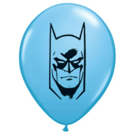 5 inch Qualatex Batman Face - Pale Blue Latex Balloons (10 Pack) - Party Supplies Decorations