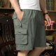 thumbnail image 3 of Pantalones cortos cargo para hombre con bolsillos, cremallera y botón, pantalones cortos lisos tipo bermuda para hombre, de algodón elástico de lujo, anchos, grandes y altos, jogger Y2k, 3 of 5