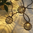 thumbnail image 4 of Rattan Ball String Lights, Boho Lantern String Lights with 10 Led Bulbs Connectable, Indoor Outdoor String Light for Bedroom Wedding Garden Party Backyard Decor, 9.84FT, 4 of 14