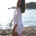 thumbnail image 3 of Bikini para mujer Cubrir con cuello en V Encaje Playa Traje de baño Ropa de playa transparente, 3 of 4