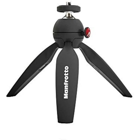 Manfrotto MTPIXIMII-B, PIXI Mini Tripod with Handgrip for Compact System Cameras, DSLR, Mirrorless, Video, Made in Italy, Technopolymer and Aluminum, Black