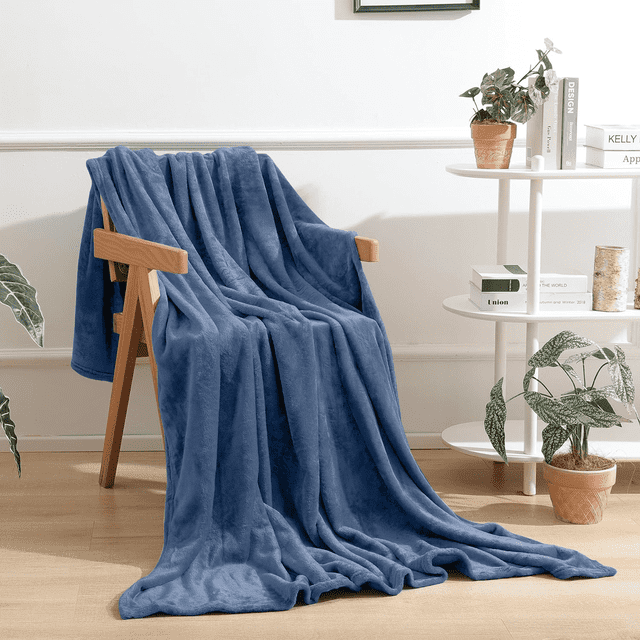 Cobija para Sofá, Mantas Ultra Suaves para Viajes, Acampar, Sofá Cama, Cobija Ligera y Acogedora para Todas las Estaciones, Decoración y Cobija para Regalar para Mujer y Hombres, 50x60in, Azul