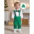 thumbnail image 4 of Spewahor Infant Baby Boys 3Pcs Christmas Fall Outfits 1 3 6 9 12 18 Months Long Sleeve Lapel Collar Romper + Pants + Hat Clothes Set, 4 of 9